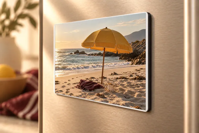 Detalhe da borda e material do Foto Ímã